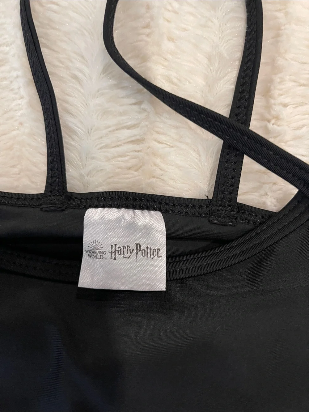 Black One-Piece Swimsuit with Gold HP (Harry Potter) Emblem